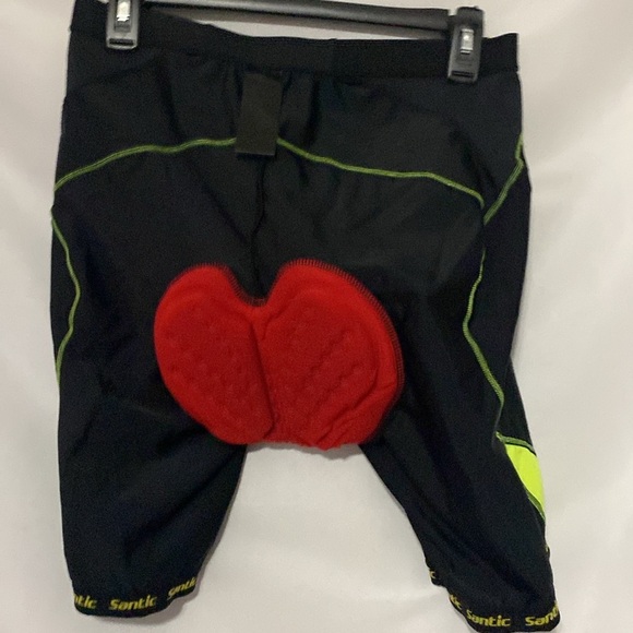 SANTIC Black and Neon Yellow Cycling Shorts. PADDED WAIST good clean condition - Picture 10 of 11
